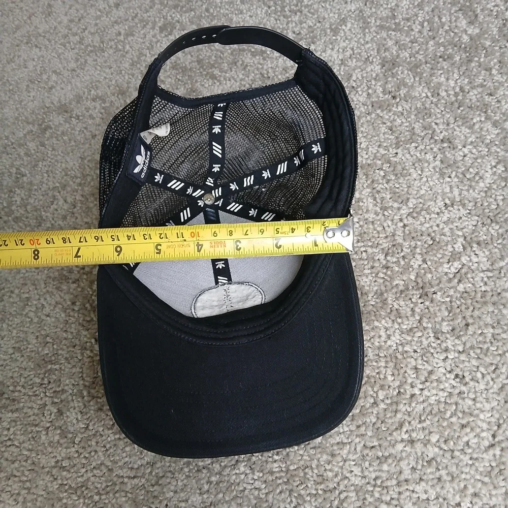 Adidas Originals Black Trefoil Trucker Hat Mesh Snapback Sun Faded RN 90288